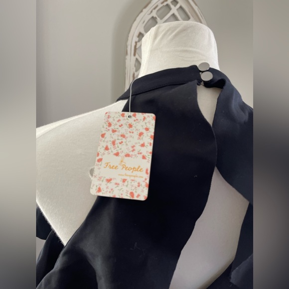 New Free People Sweet Talk Frill Mini Dress In Black Size M - Picture 7 of 13